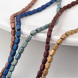 Mixed Color Electroplate Non-magnetic Synthetic Hematite Bead Strands, Frosted, Cuboid, Mixed Color, 5x3mm, Hole: 1mm, about 87pcs/strand, 15.7 inch