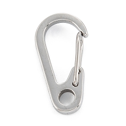 Stainless Steel Color 304 Stainless Steel Push Gate Snap Keychain Clasp Findings, Stainless Steel Color, 20x10x5mm, Hole: 3.7mm