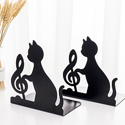 Musical Note 2Pcs Non-Skid Iron Art Bookend Display Stands, Desktop Heavy Duty Metal Book Stopper for Shelves, Musical Note, 160x105x170mm