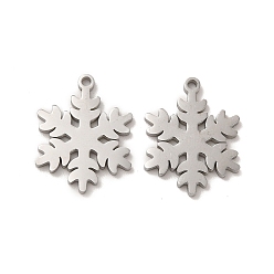 Stainless Steel Color 304 Stainless Steel Pendants, Christmas Snowflake Charms, Stainless Steel Color, 19x15x1.4mm, Hole: 1.4mm