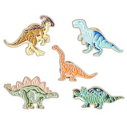 Mixed Color 5Pcs 5 Style Dinosaurs Enamel Pins, Platinum Alloy Badges for Backpack Clothes, Mixed Color, 22.5~33.6x17~28mm, 1Pc/style