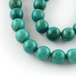 Light Sea Green Dyed Natural Ocean White Jade Round Bead Strands, Light Sea Green, 8mm, Hole: 1mm, about 48pcs/strand, 14.9 inch