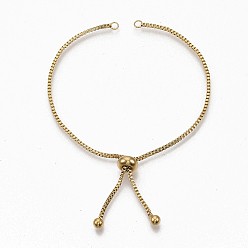 Golden Adjustable 304 Stainless Steel Slider Bracelets Making,Bolo Bracelets, with with 202 Stainless Steel Beads, Golden, Single Chain Length: about 12cm