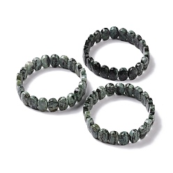 Ágata Normal Pulsera elástica con cuentas ovaladas de ágata natural, joyas de piedras preciosas para mujeres, diámetro interior: 2-1/8 pulgada (5.4~5.5 cm)