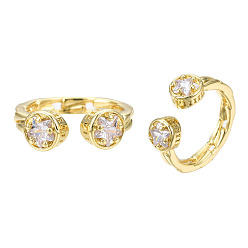 Прозрачный Открытое кольцо-манжета со звездой из кубического циркония, кольцо из латуни с покрытием из настоящего золота 18k для женщин, без никеля , прозрачные, размер США 6 1/2 (16.9 мм)