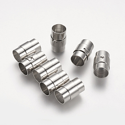 Platinum Brass Locking Tube Magnetic Clasps, Column, Platinum, 19x12mm, Hole: 10mm