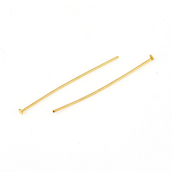 Golden 304 Stainless Steel Flat Head Pins, Golden, 30x0.6mm, Head: 1.4mm