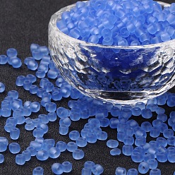 Aciano Azul 6/0 perlas de cristal de la semilla, colores esmerilado, rondo, agujero redondo, azul aciano, 6/0, 4 mm, agujero: 1~1.5 mm, Sobre 500 unidades / 50 g, 50 g / bolsa, 18bolsas/2libras