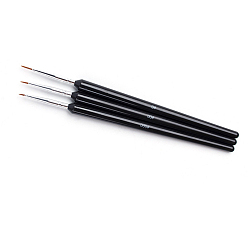 Black 3PCS Nail Art Brush Pens, UV Gel Nail Brush Pens, Painting Drawing Line Pen, Black, 18.1~18.5cm, 3pcs/set
