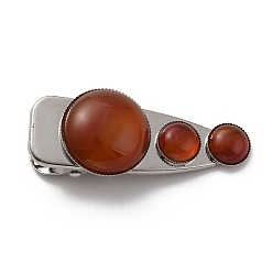 Carnelian Natural Carnelian Alligator Hair Clips, with Iron Finding, Cadmium Free & Lead Free, 26~27x59~61x14~16mm