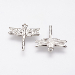 Platinum CCB Plastic Pendants, Dragonfly, Platinum, 25x24x2.5mm, Hole: 2mm