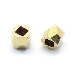 Raw(Unplated) Brass Spacer Beads, Lead Free & Cadmium Free & Nickel Free, Faceted, Cube, Raw(Unplated), 3x3x3mm, Hole: 1.5x1.5mm
