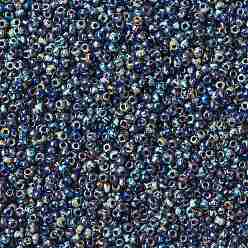 (RR4518) Opaque Cobalt Picasso MIYUKI Round Rocailles Beads, Japanese Seed Beads, (RR4518) Opaque Cobalt Picasso, 8/0, 3mm, Hole: 1mm, about 422~455pcs/bottle, 10g/bottle