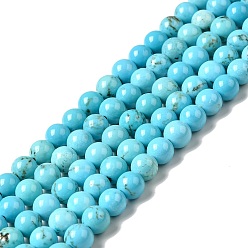 Howlite Brins de perles de magnésite naturelle teints et chauffés, ronde, 6mm, Trou: 0.7mm, Environ 62 pcs/chapelet, 14.96 pouce (38 cm)