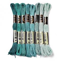 Light Sea Green 8 Skeins 8 Colors 6-Ply Polyester Embroidery Floss, Cross Stitch Threads, Gradient Color, Light Sea Green, 0.5mm, about 8.75 Yards(8m)/Skein, 8 colors, 1 skein/color, 8 skeins/set