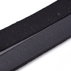 Negro Cordón de gamuza sintética plana de un solo lado, encaje de imitación de gamuza, negro, 10x1.5 mm, aproximadamente 1.09 yardas (1 m) / hebra
