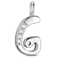Platinum SHEGRACE Rhodium Plated 925 Sterling Silver Charms, with Grade AAA Cubic Zirconia, For Bracelet Making, Letter G, Clear, Platinum, 10x7mm