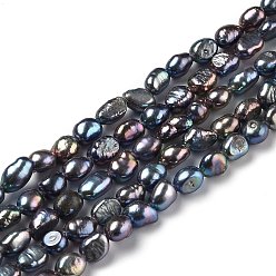 Dark Slate Blue Natural Cultured Freshwater Pearl Beads Strands, Rice, Dyed, Dark Slate Blue, 6~9x4.5~6mm, Hole: 0.5mm, about 48pcs/strand, 13.98 inch(35.5cm)