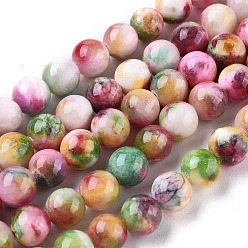 Colorful Jade Beads Strands, Natural White Jade, Dyed, Round, Colorful, 10mm, Hole: 1.5mm, about 40pcs/strand, 15.7 inch