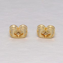 Real 18K Gold Plated Real 18K Gold Plated Brass Ear Nuts, Friction Earring Backs for Stud Earrings, Lead Free & Cadmium Free & Nickel Free, 6x4.5x3mm, Hole: 0.8mm