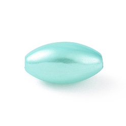 Turquoise Moyen Perles de nacre en plastique ABS, riz, turquoise moyen, 13.5x7.5mm, Trou: 1.6mm, environ1428 pcs / 500 g