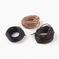 Mixed Color Cowhide Leather Cord, Leather Jewelry Cord, Jewelry DIY Making Material, Round, Mixed Color, 3mm, about 10.93 yards(10m)/bundle