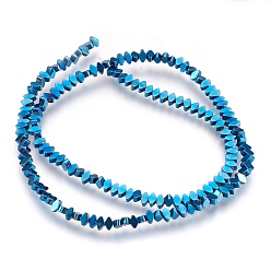 Blue Plated Electroplate Non-magnetic Synthetic Hematite Bead Strands, Polished, Rhombus, Blue Plated, 3x4x2mm, Hole: 1mm, about 158~160pcs/strand, 15.3 inch~15.5 inch(39~39.5cm)