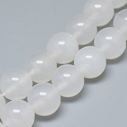 Agate Naturelle Naturelles agate perles blanches de brins, Grade a, ronde, 10~10.5mm, Trou: 0.7mm, environ 38 pcs / brin, 15.16 pouces (38.5 cm)