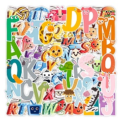 Letter A~Z Autocollants imperméables en plastique pvc alphabet thème animal, colorées, lettre a ~ z, 10x8x1.6mm, autocollant: 8x4 mm