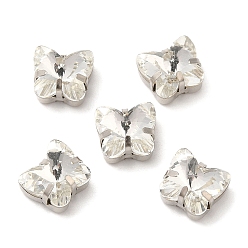 Cristal Mariposa coser en pedrería, Enlaces multifilares, k5 diamantes de imitación de cristal con engastes de puntas de latón, cristal, 9x10x7.5 mm, agujero: 1 mm