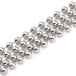 Silver Handmade Brass Ball Chains, Soldered, with Spool, Silver, 3mm, 32.8 Feet(10m)/roll