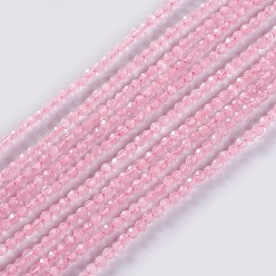 Pink Abalorios de vidrio, facetados, rondo, rosa, 2x2 mm, agujero: 0.4 mm, sobre 193~197 unidades / cadena, 14.17 pulgada ~ 15.51 pulgada (36~39.4 cm)