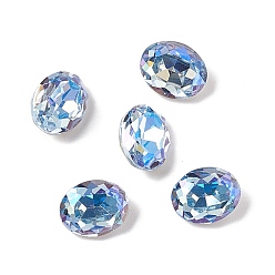 Aciano Azul Cabujones de diamantes de imitación de cristal, puntiagudo espalda y dorso plateado, oval, azul aciano, 10x8x4 mm
