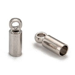 Platinum Brass Cord Ends, End Caps, Nickel Free, Platinum, 8x2.8mm, Hole: 1.5mm, 2mm inner diameter