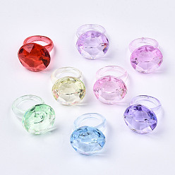 Mixed Color Transparent Acrylic Finger Rings, Oval, Mixed Color, US Size 8 3/4(18.7mm), about 112pcs/500g
