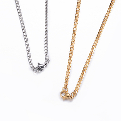 Mixed Color 304 Stainless Steel Curb Chain Necklaces, with Lobster Claw Clasps, Mixed Color, 19.7 inch(50cm), 3mm
