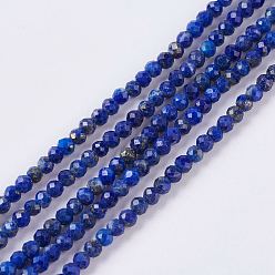 Lapis Lazuli Natural Lapis Lazuli Beads Strands, Faceted, Round, 2mm, Hole: 0.5mm, about 197pcs/strand, 15.7 inch
