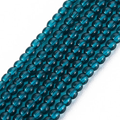 Dark Cyan Glass Beads Strands, Round, Dark Cyan, 2mm, Hole: 0.6mm, about 185~206pcs/strand, 14.37~14.76 inch(36.5~37.5cm)