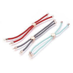 Mixed Color Brass Chain Bracelet Making, Slider Bracelets Making, with Nylon Thread, Real Rose Gold Plated, Long-Lasting Plated, Nickel Free & Lead Free & Cadmium Free, Mixed Color, 115mm, 4mm, Hole: 2mm