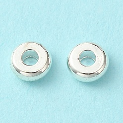 Silver Brass Flat Round Spacer Beads, Silver, 4x1.5mm, Hole: 1.5mm