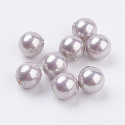 Antique White Shell Pearl Half Drilled Beads, Round, Antique White, 10mm, Hole: 1mm