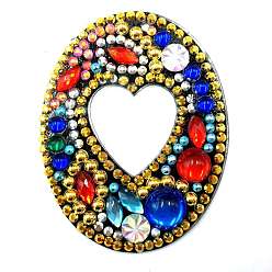 Letter O DIY Colorful Initial Letter Keychain Diamond Painting Kits, Including Acrylic Board, Bead Chain, Clasps, Resin Rhinestones, Pen, Tray & Glue Clay, Letter.O, 60x50mm