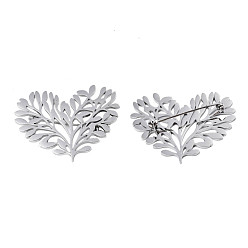 Stainless Steel Color 201 Stainless Steel Heart Tree Lapel Pin, Creative Badge for Backpack Clothes, Nickel Free & Lead Free, Stainless Steel Color, 36x44x7mm, Pin: 0.7mm