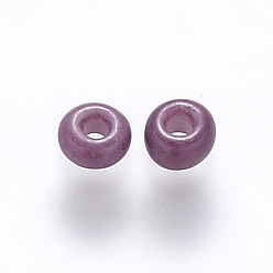 Púrpura 6/0 cuentas redondas de vidrio para pintura para hornear, púrpura, 4~5x3~4 mm, agujero: 1~2 mm, sobre 4500 unidades / libra