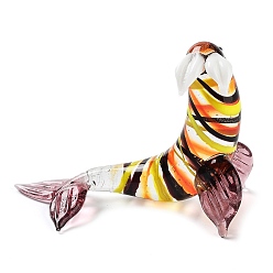 Colorful 3D Sea Lion Handmade Lampwork Display Decoration, for Home Decoration, Colorful, 57x12x44mm