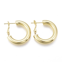 Real 18K Gold Plated Brass Hoop Earrings, Long-Lasting Plated, Ring, Real 18K Gold Plated, 25x5mm, Pin: 0.8mm
