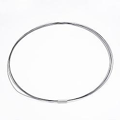 Black Tiger Tail Wire Necklace Making, with Platinum Plated Magnetic Clasps, Black, 145~150x0.38mm