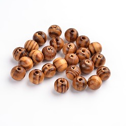 Bois Solide Des perles en bois naturel, teint, sans plomb, ronde, burlywood, 8 mm de diamètre, Trou: 2.5mm, environ 1000 g / 6000 pcs
