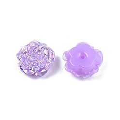 Lilas Perles en plastique abs opaques, la moitié foré, fleur, lilas, 15x16x6.5mm, Trou: 1.2mm