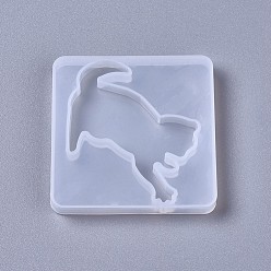 White Silicone Molds, Resin Casting Molds, For UV Resin, Epoxy Resin Jewelry Making, Cat, White, 52x52x6mm
